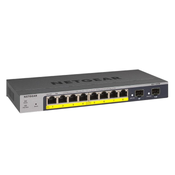 8-Port Gigabit PoE+ Ethernet Smart Switch with 2 SFP Ports and Cloud Management (55W) GS110TPv3